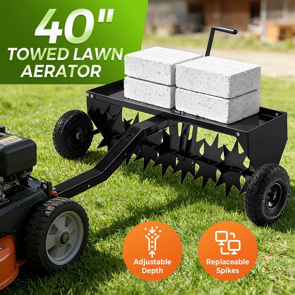 102cm Tow Behind Lawn Aerator Spike Roller with Galvanized Steel Tines
