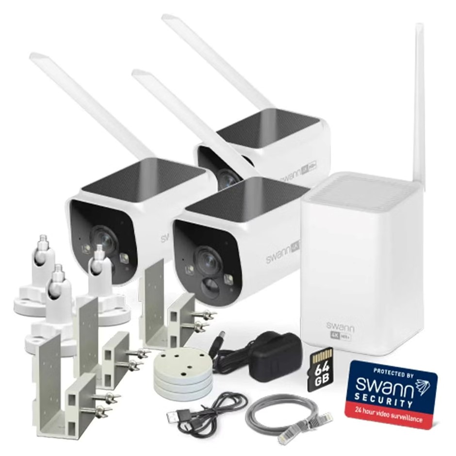 SWANN MaxRanger 4K Solar 3 Camera Security System SWNVK-MAXV2SD3GM-AU.  Buy