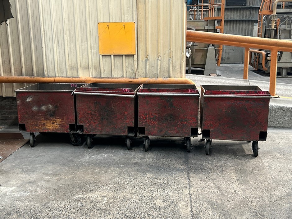4x Steel Fabricated Mobile Swarf Bins