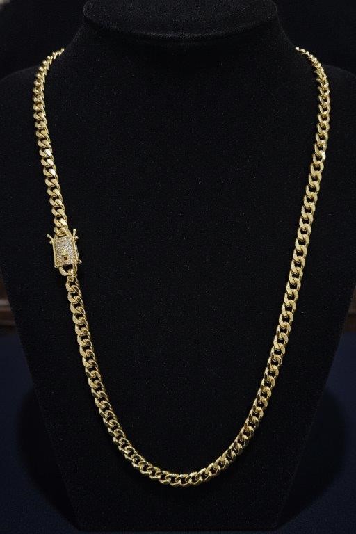 14K-Stamped Yellow Gold Filled Cuban Chain -60cm-6mm-Bonus Gift