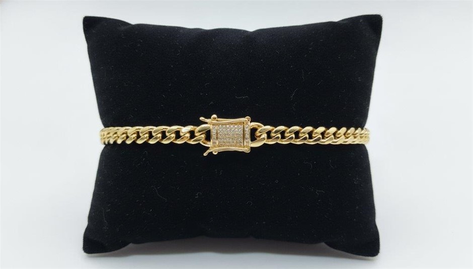 14K-Stamped Yellow Gold Filled Cuban Bracelet -20cm-6mm-Bonus Gift
