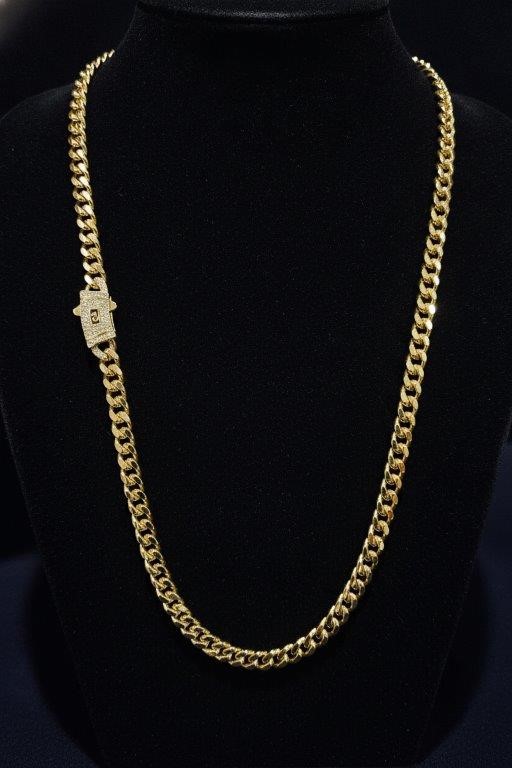 14K-Stamped Yellow Gold Filled Cuban Miami Chain -50cm-6mm-Bonus Gift