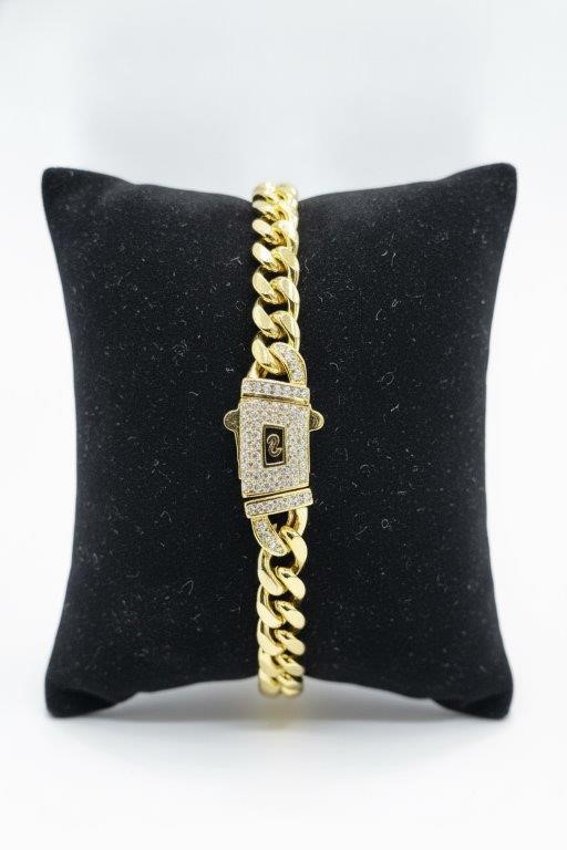 14K-Stamped Yellow Gold Filled Cuban Bracelet -22cm-6mm-Bonus Gift