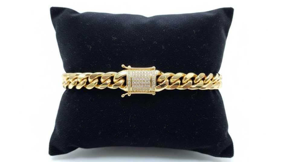 14K-Stamped Yellow Gold Filled Cuban Bracelet -20cm-10mm-Bonus Gift