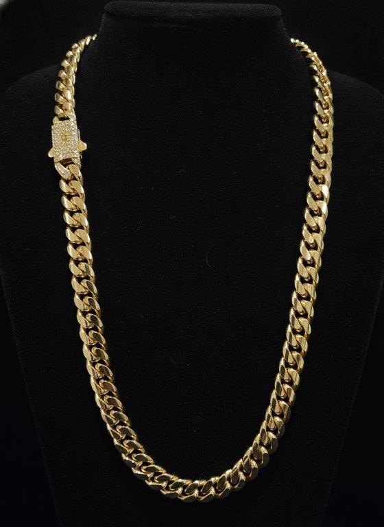 14K-Stamped Yellow Gold Filled Cuban Chain -55cm-10mm-Bonus Gift