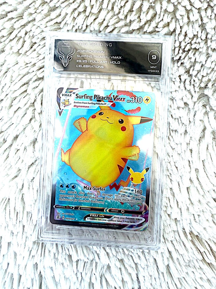Surfing Pikachu VMAX graded holo Celebrations iconic promo card
