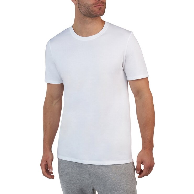 6 x SIGNATURE Men's Tagless Crew Tees, Size L, 100% Combed Cotton, White. N
