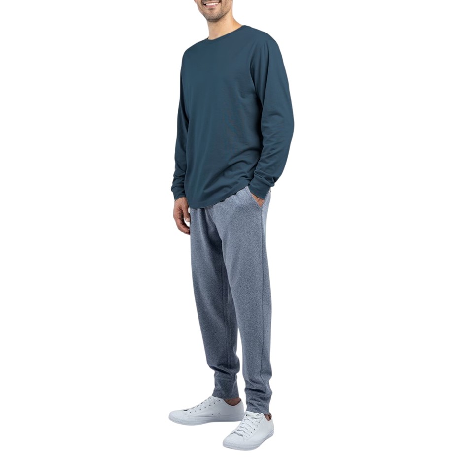 JACHS Men's 2-Piece Crewneck + Lounge Pant Set, Size XL, Blue/Grey.
