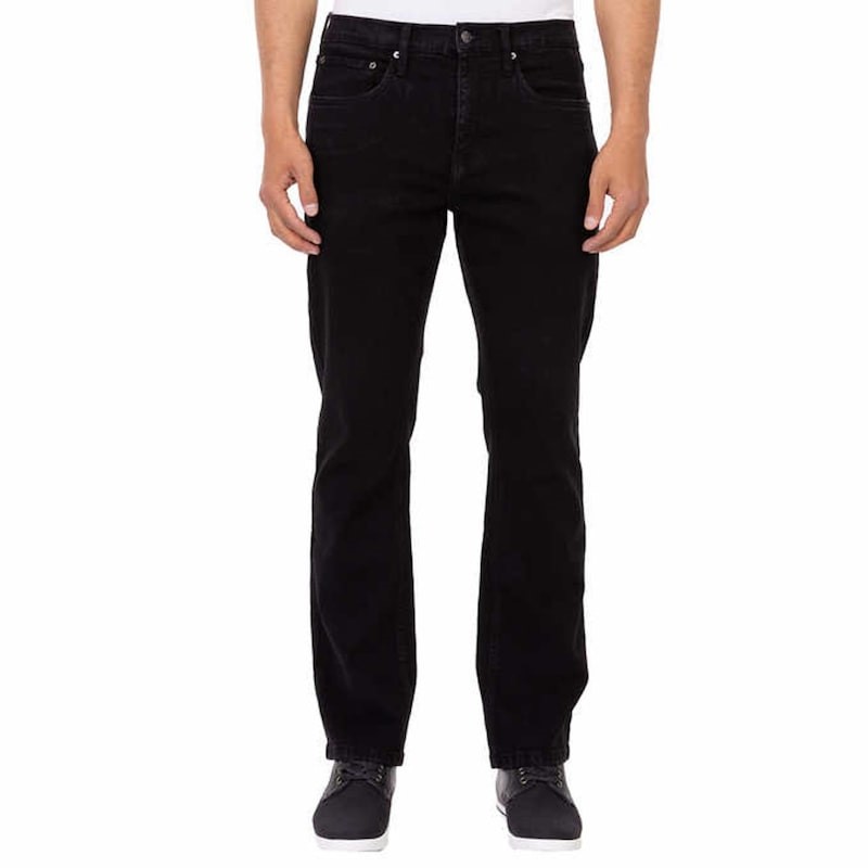 URBAN STAR Men's Jeans, Size 34x30, 98% Cotton, Black.