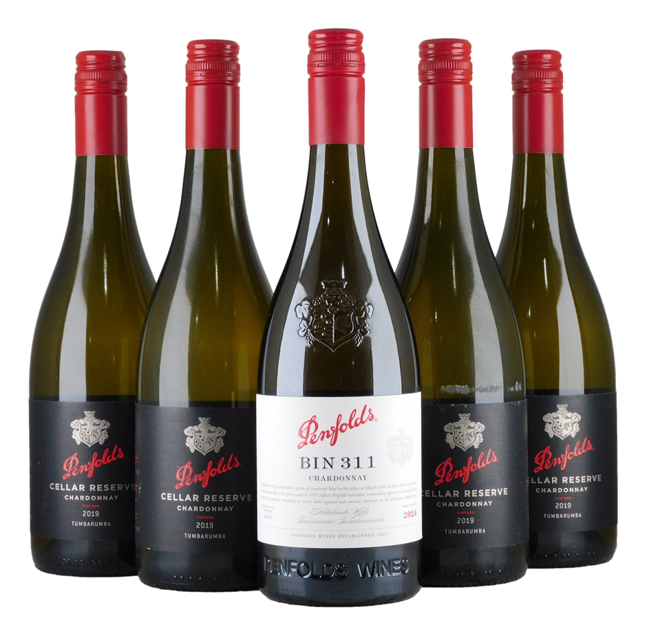 Mixed Penfolds Chardonnay Pack (5x 750mL). Multi Region.