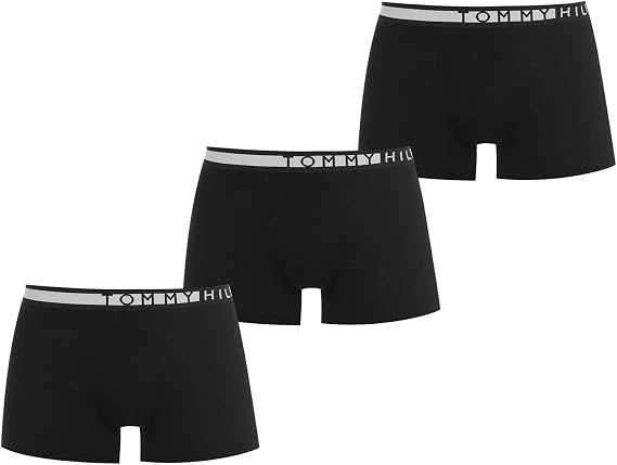 Tommy Hilfiger Men's 3 Pack Trunks, Black Small