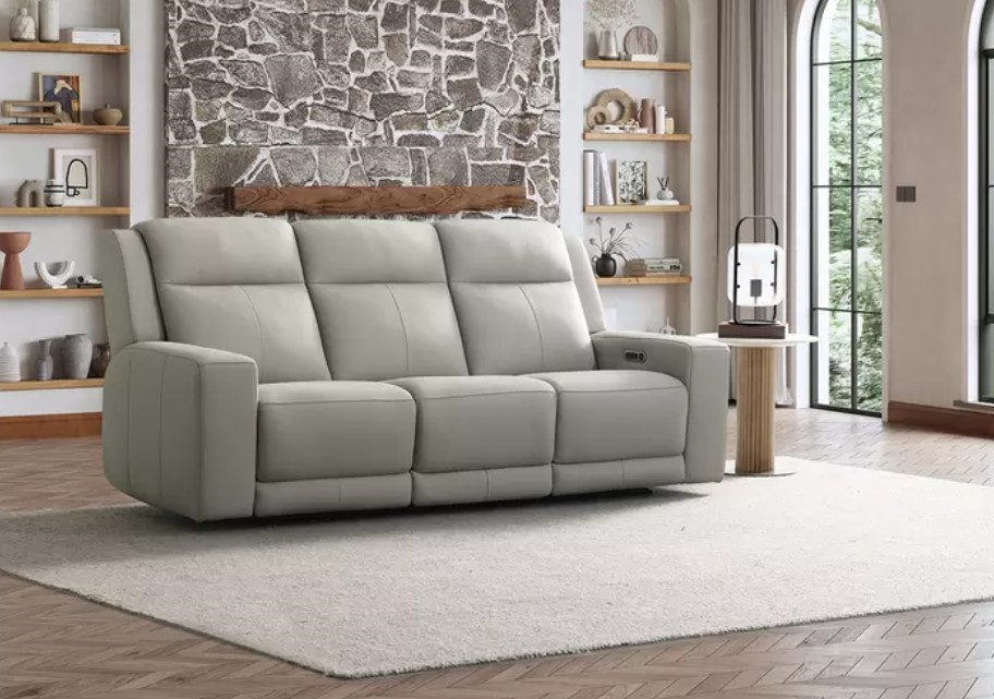 Simon Li Furniture Leather Power Reclining Sofa NB: right side not working,