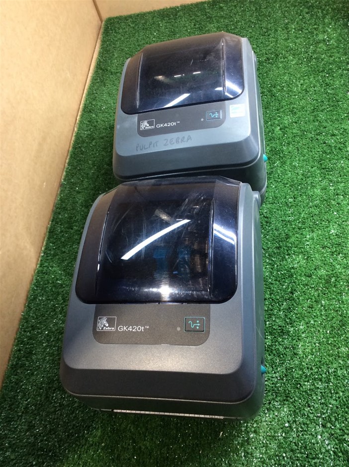 Zebra GK420t Thermal Transfer Label Printers (Lot of 2)