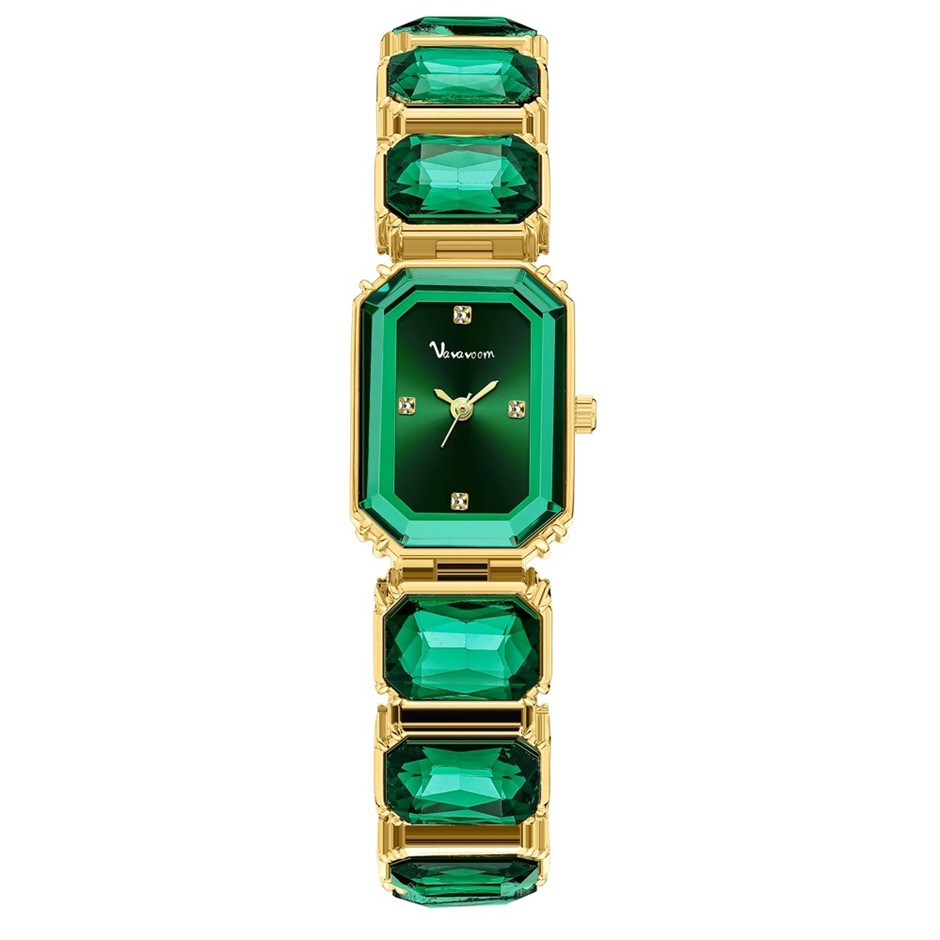 Luxury Women's Cubic Zirconia Encrusted Quartz Watch - Green