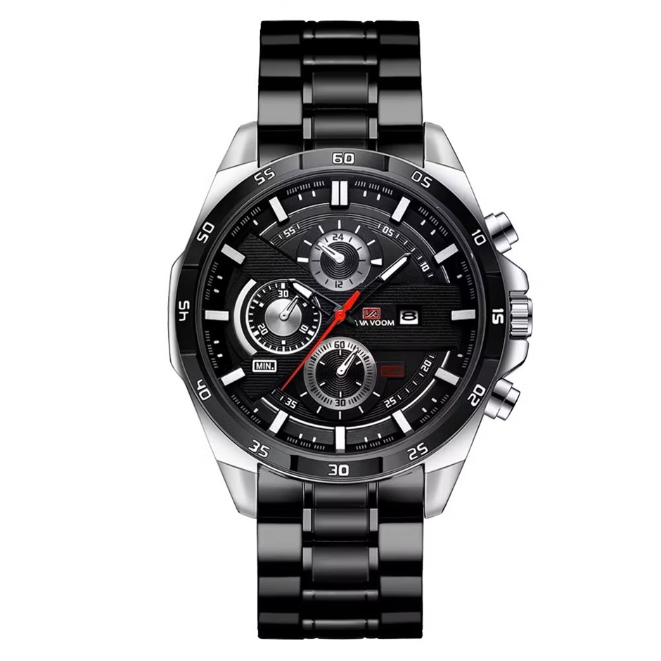 Luxury Multifunctional Water Resistant Fashion Watch for Men, Black