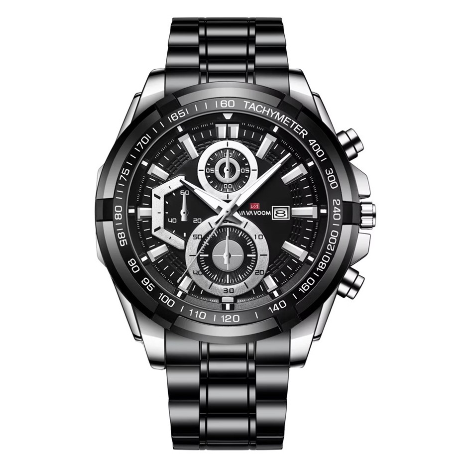 Men's Supercar Racing Analog Calendar Quartz Wristwatch-Black