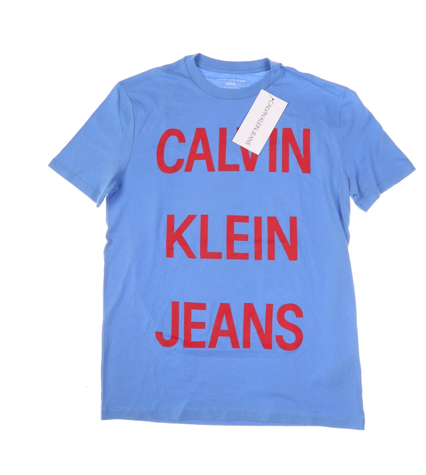 CALVIN KLEIN JEANS Men's Spaced Out Logo Crew Neck T-Shirt, Size L, 100% Co