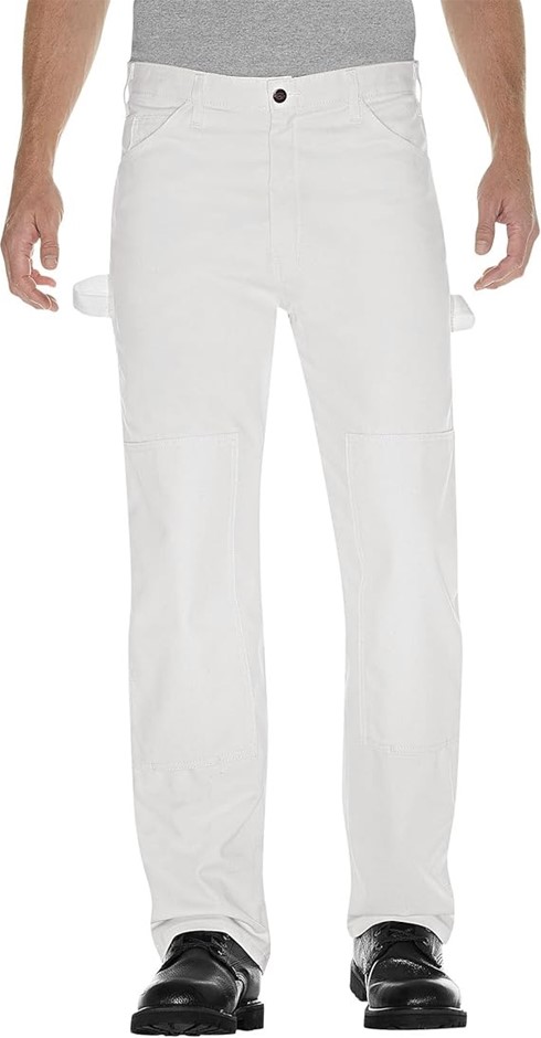 DICKIES Men's Double Knee Painter's Pant, 30W x 32L, White, 2053WH. Buyers