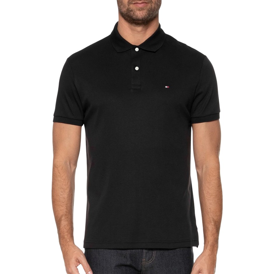TOMMY HILFIGER Men's Richard Polo, Size 2XL, 100% Cotton, Black, 43844. Bu