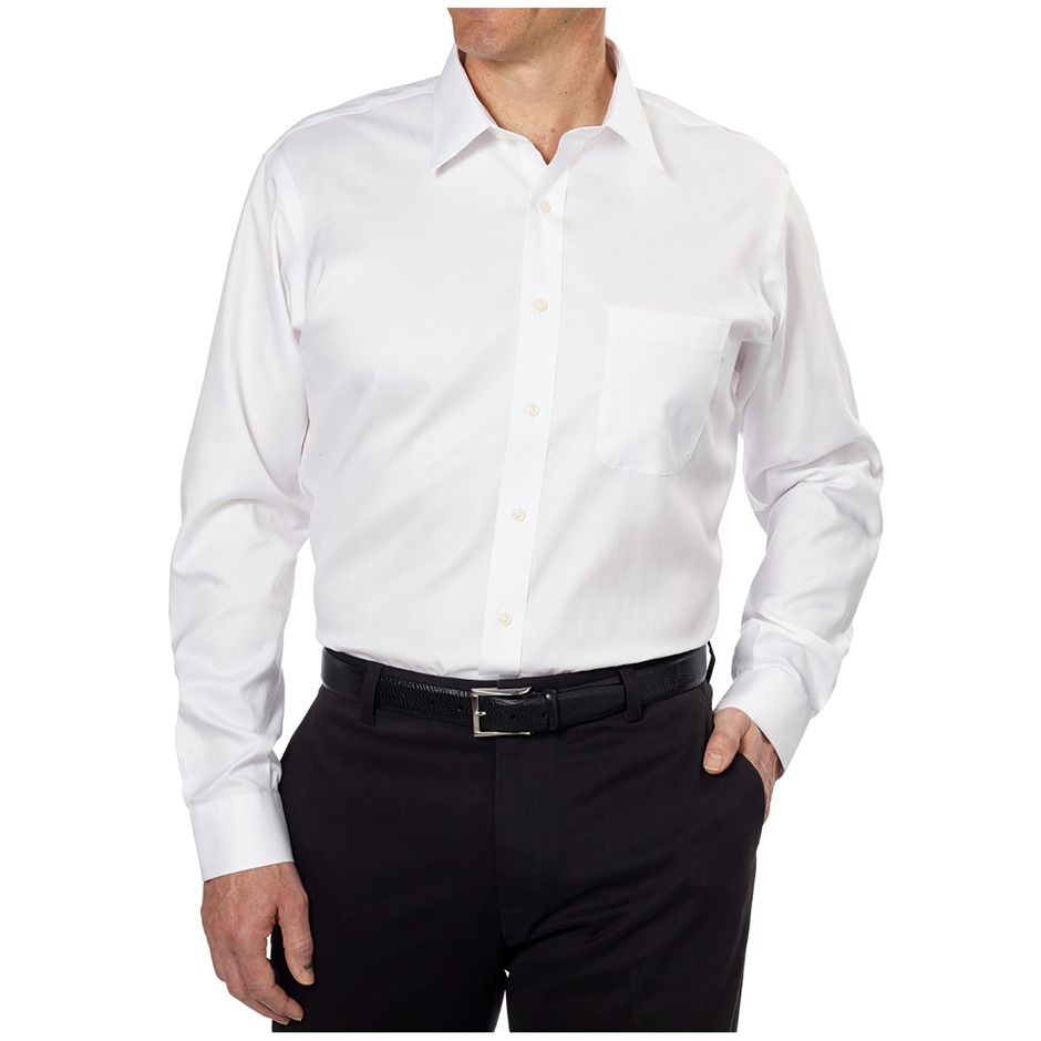 KSIGNATURE Men's Tailored Fit Non-Iron Shirt, Size 45-84, White. Buyers No