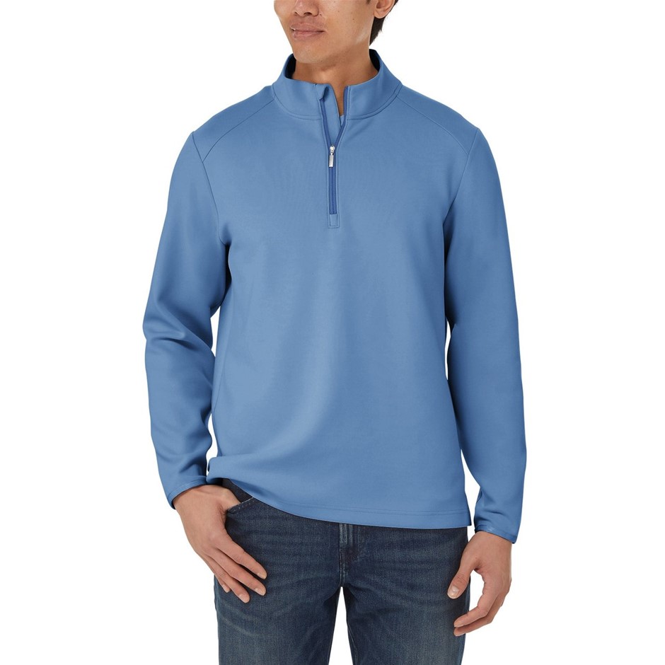 SIGNATURE Men's 1/2 Zip, Size M, Recycled Polyester, Blue. Buyers Note - D