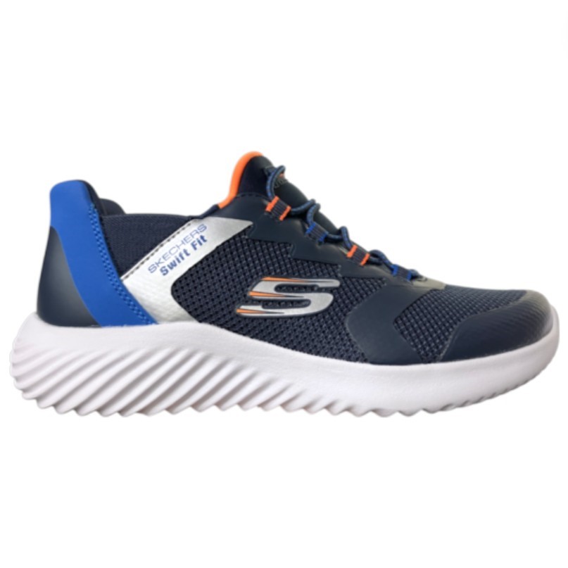 SKECHERS Kids' Bounder Sneakers, Size US3 / EU35, Blue (NVBL), 17300LCS. B