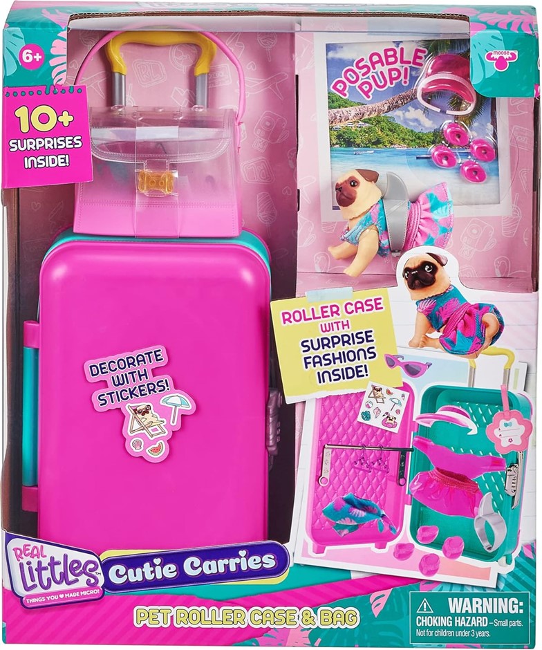 2 x REAL LITTLES - Collectible Micro Suitcase, Micro Puppy Carrier with 1 M