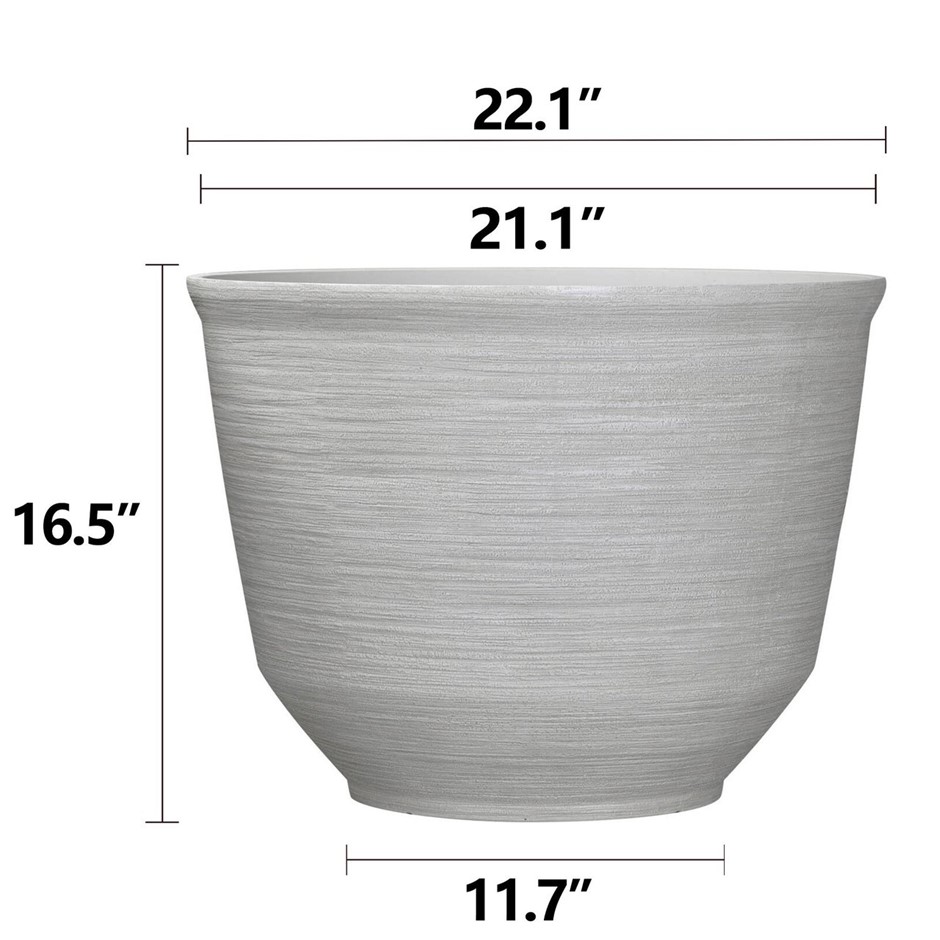 BLAIRE 22-in Resin Planter, White/Grey, Single. NB: Not in original packagi