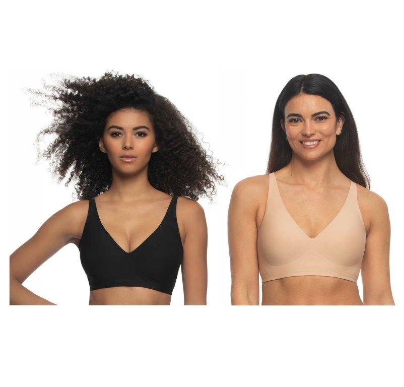 2-Pack JEZEBEL Women's Seam-Free Wireless Bras, Size L, Black/Nude. Buyers