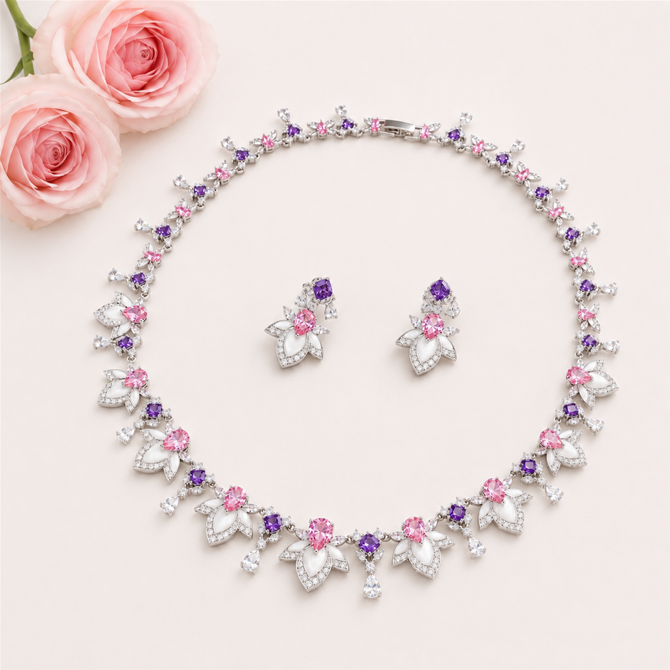 Leaf Pattern AAA+ Cubic Zirconia Jewellery Set