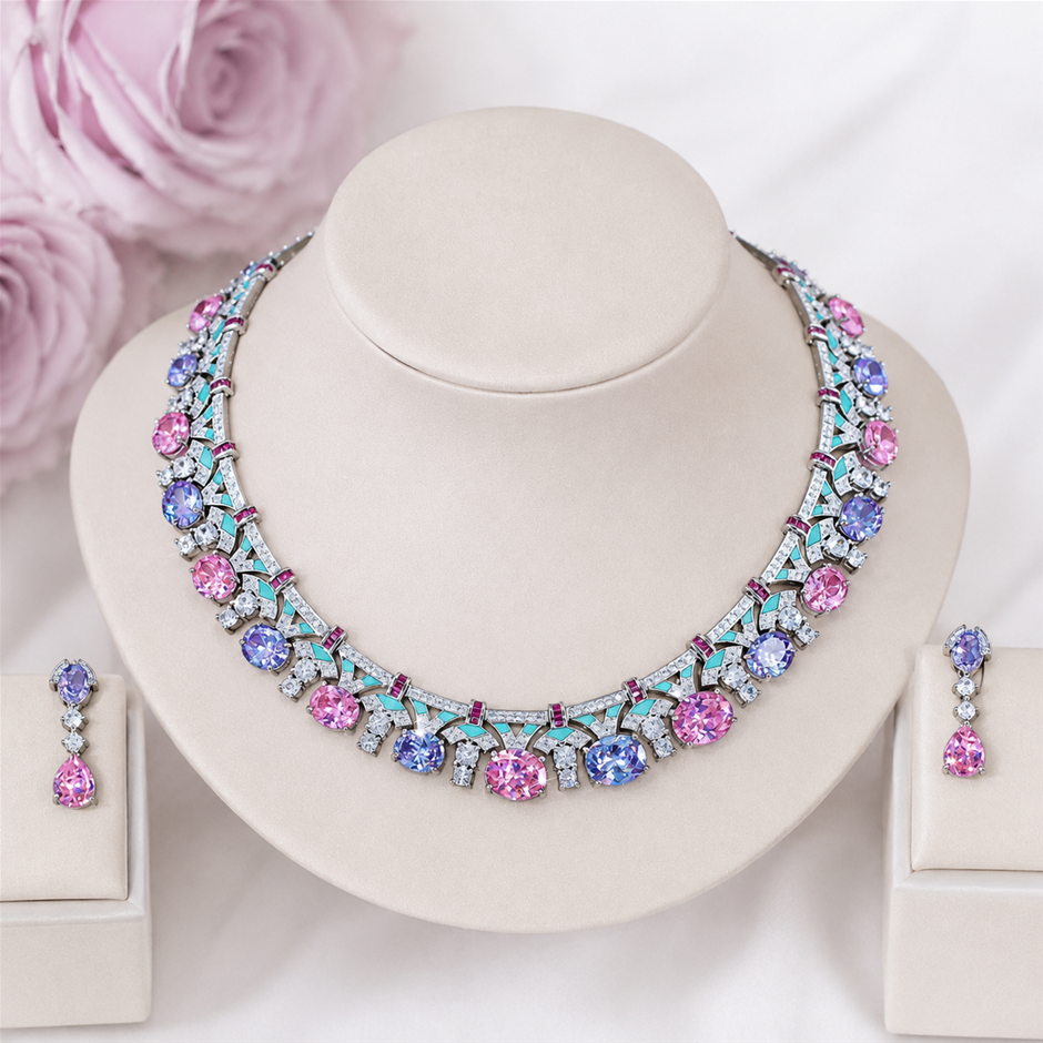 Graceful Pink and Purple Oval Cut AAA+ Cubic Zirconia Jewellery Gift