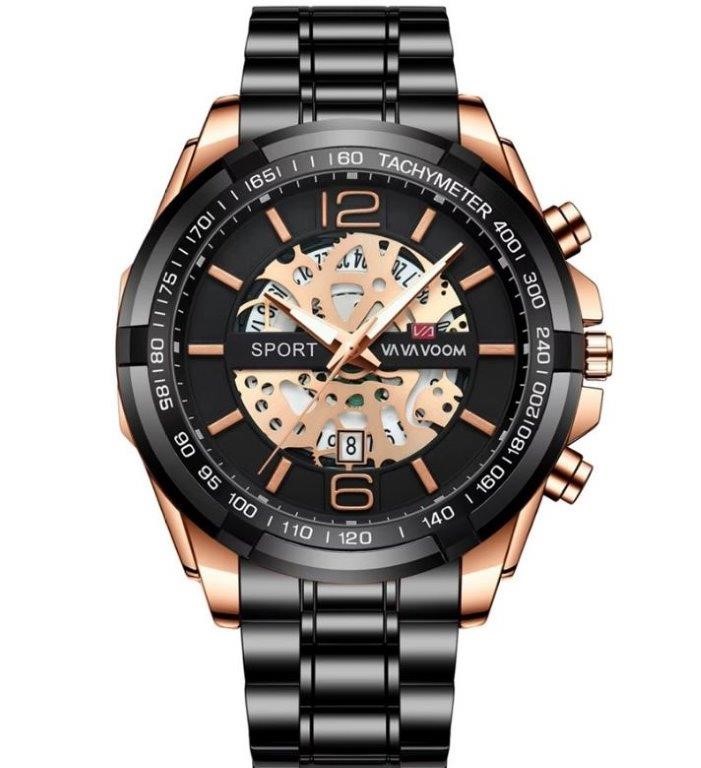 Jewelz Merchants Men’s Luxury Black & Rose Gold-Tone Sport Watch