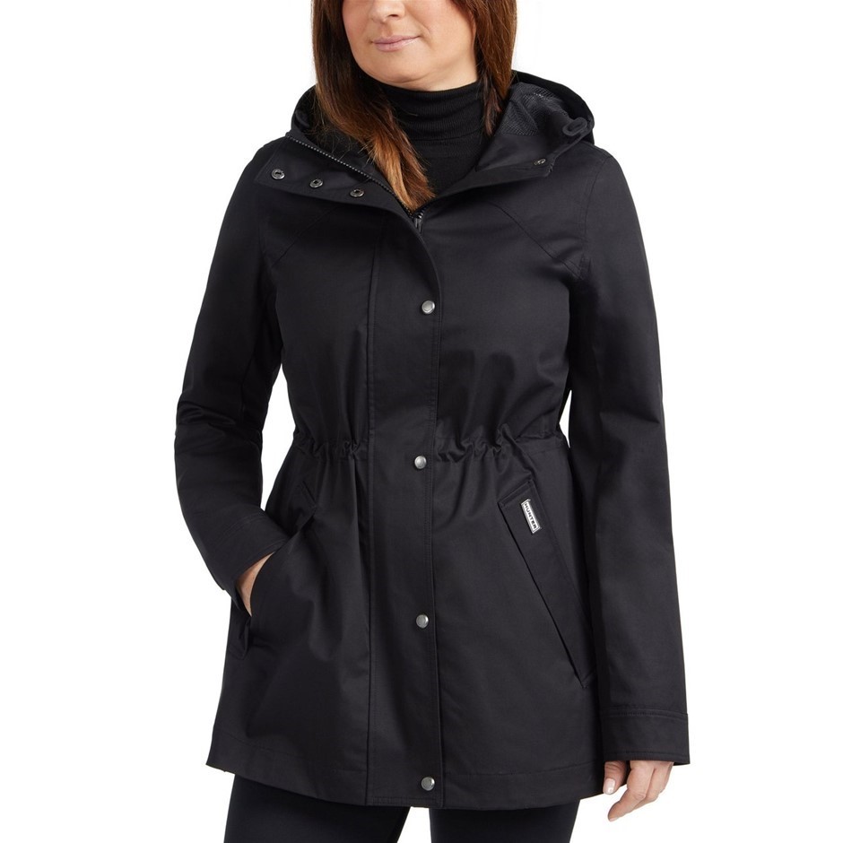 HUNTER Women's Water Resistant Cotton Smock Jacket, Size L, Black. RRP: $72