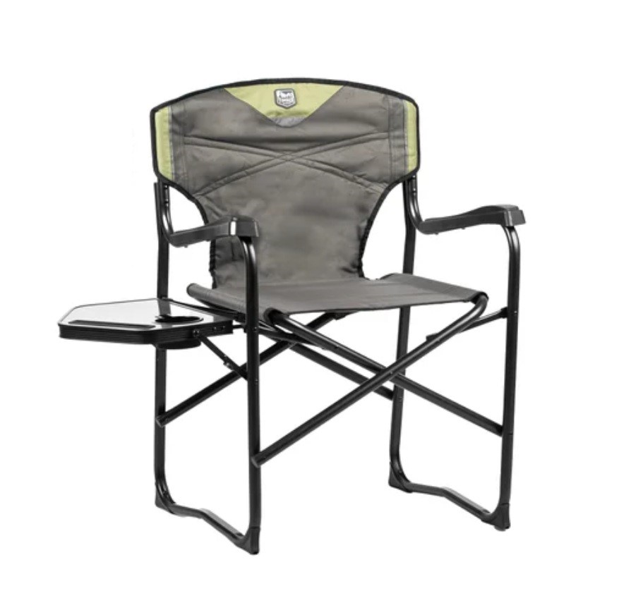 TIMBER RIDGE Heated Director's Chair With Side Table, Green. N.B: Minor use