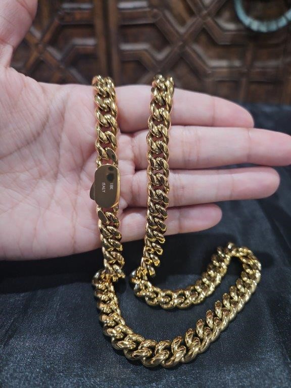 18k Italy Stamped Triple Yellow Gold Plated Chain-Quality Guarantee-60cm