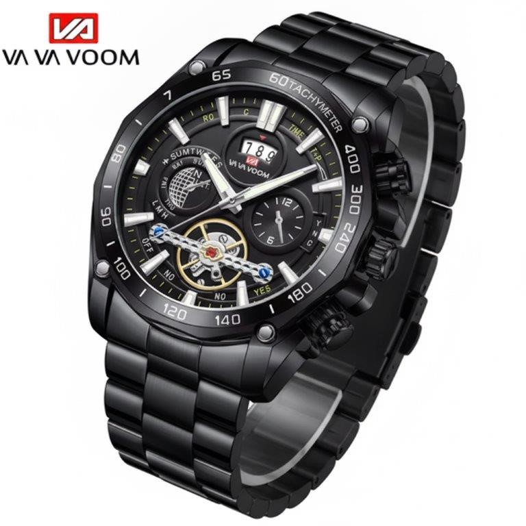 High Quality Simulated Diamond Men's VA VA VOOM Watch-include box original