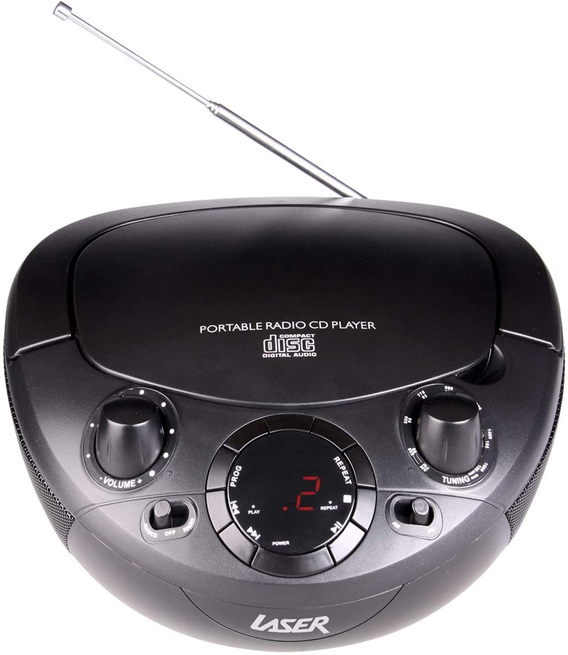 2 x LASER CD Boombox with AM/FM Radio, Black.