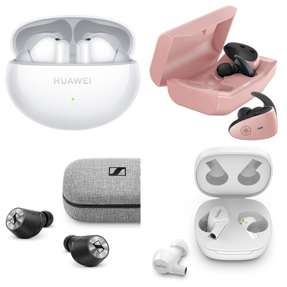 4 x Assorted Earbuds, RRP: -$727, Incl: 1 x Huawei FreeBuds 6i ANC (White),