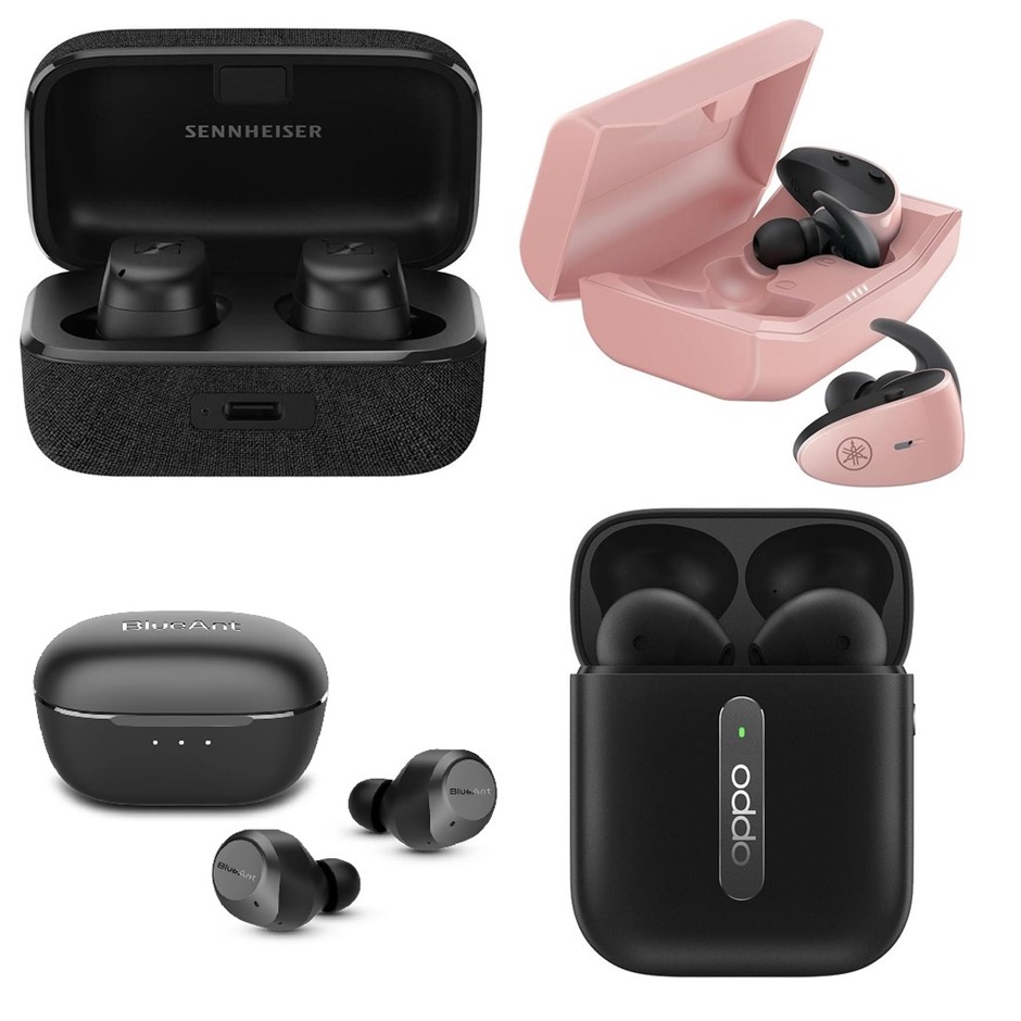 4 x Assorted Earbuds, RRP: -$896, Incl: 1 x BlueAnt Pump Air Pro ANC TWS, 1