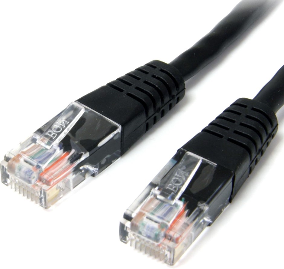 StarTech.com 50 ft Cat5e Black Molded RJ45 UTP Cat 5e Patch Cable - 50ft Pa
