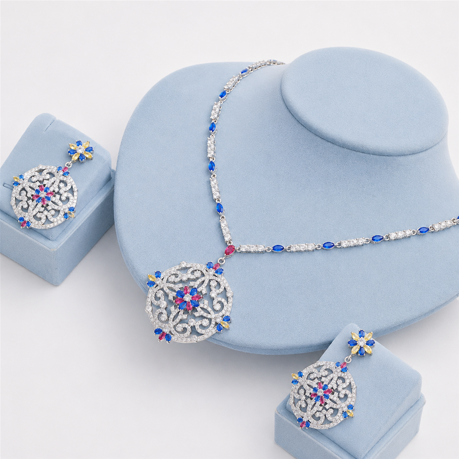 Vintage Multi Color AAA+ Cubic Zirconia Jewellery Set
