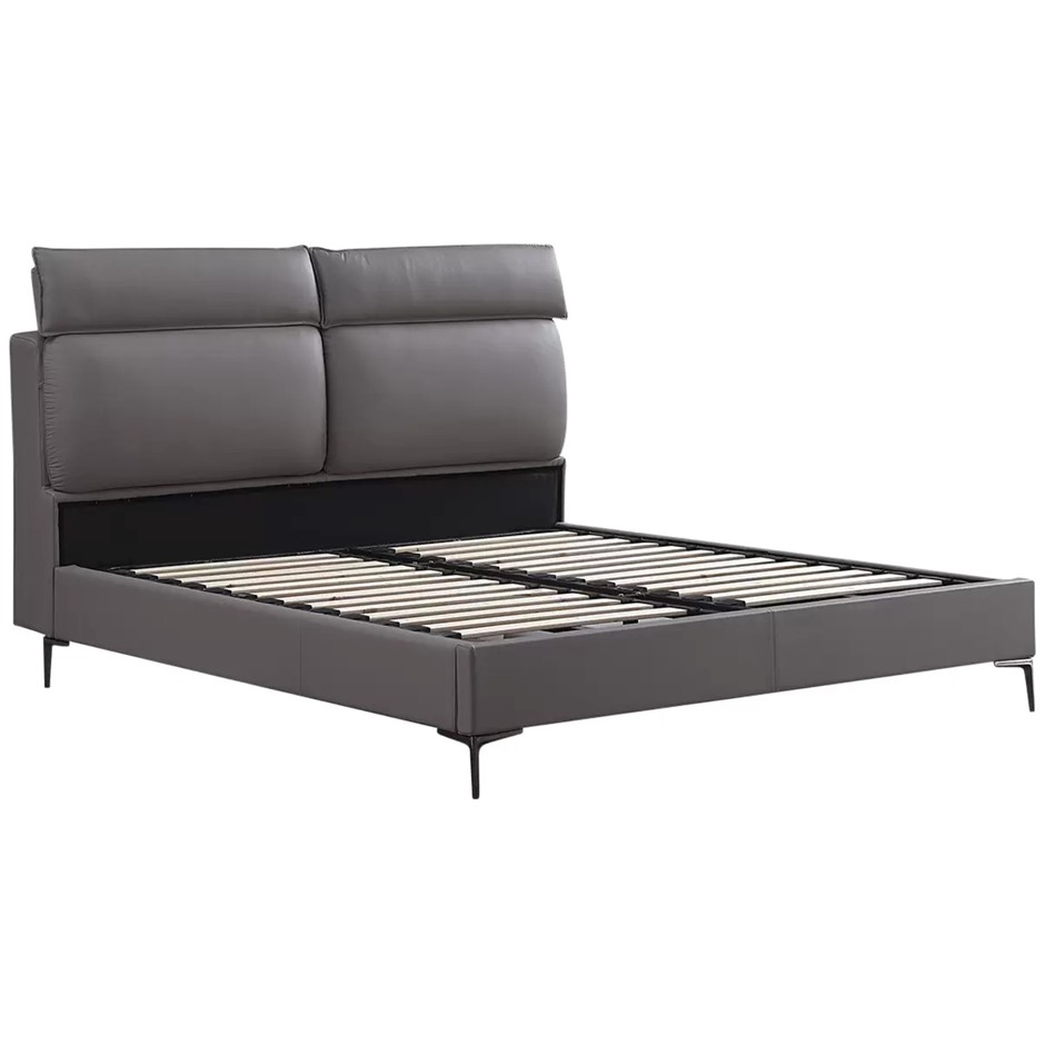 MORAN Bremen Bovine Leather Queen Bed With Encasement And Slats, Capital Mi