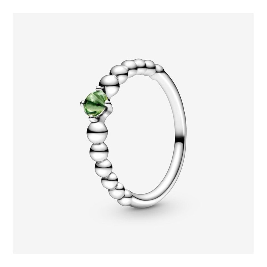 August Spring Green Silver Ring Size 56