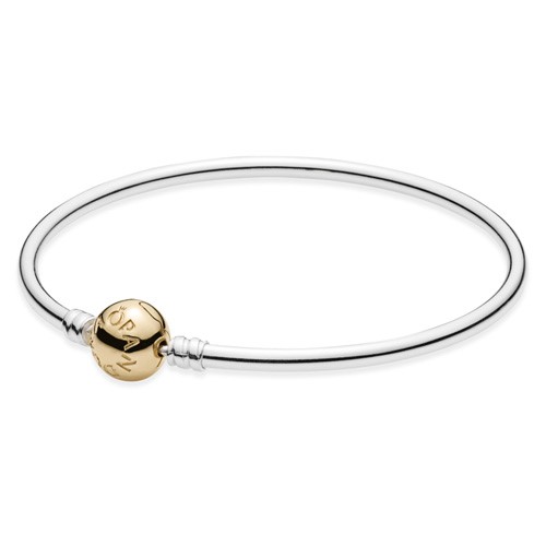 Moments Silver Bangle with 14k Pandora Clasp