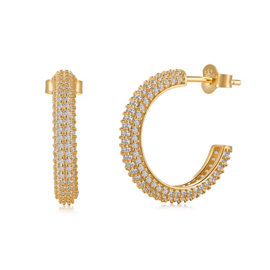 18K Gold Filled 925 Silver 5A Cubic Zirconia Hoop Earrings