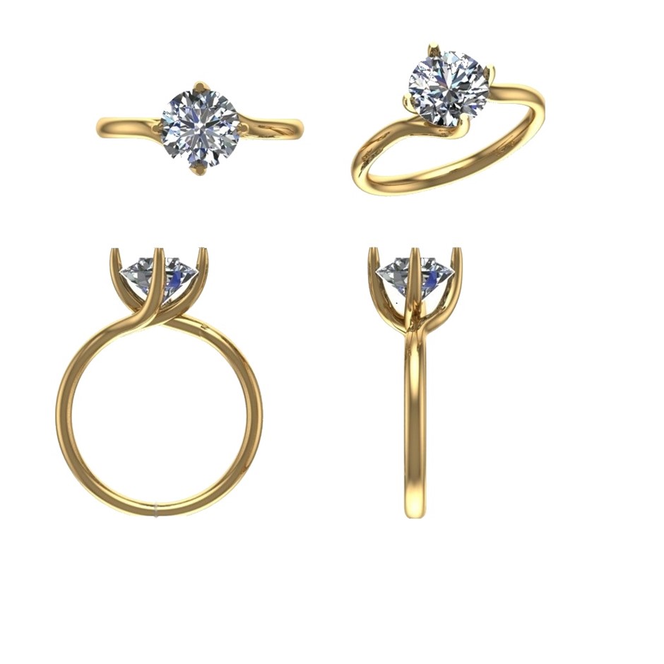 18k Yellow Gold 1.00 ct Lab Diamond Engagement Ring
