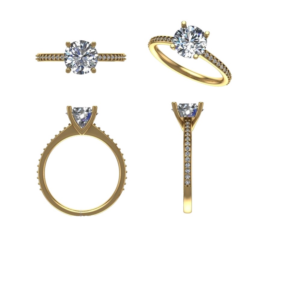 18k Yellow Gold 1.00 ct Lab Diamond Engagement Ring