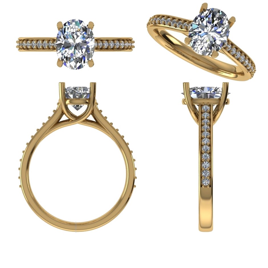 18k Yellow Gold 1.00 ct Lab Diamond Engagement Ring