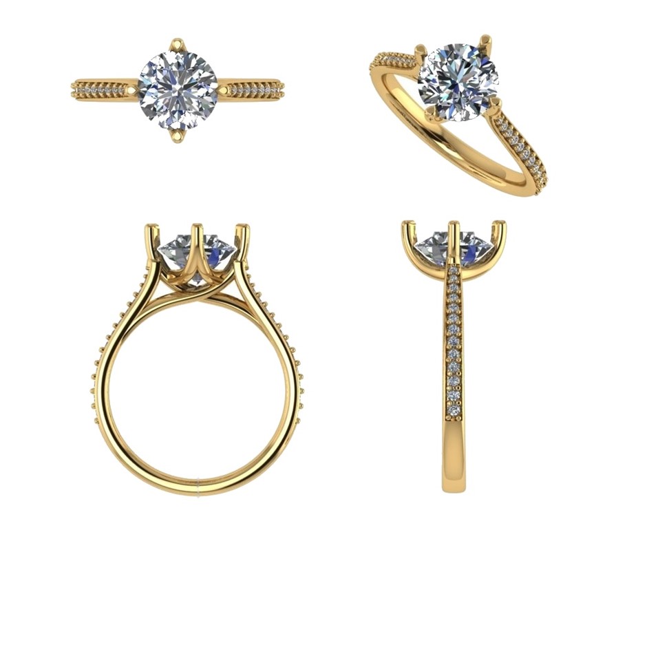 18k Yellow Gold 1.00 ct Lab Diamond Engagement Ring