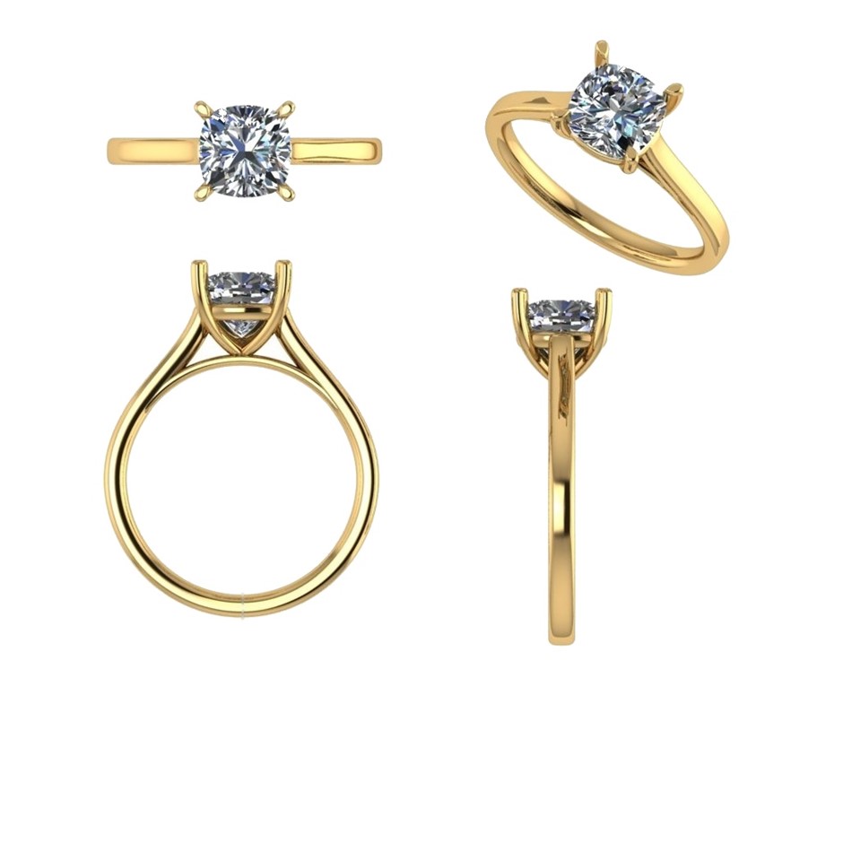 18k Yellow Gold 1.00 ct Lab Diamond Engagement Ring